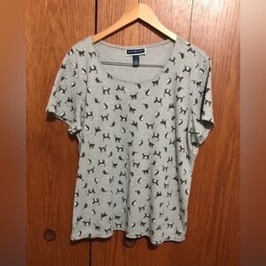 Karen Scott Size XXL Gray Patterned Women’s Top Shirt Cats Kittens Black